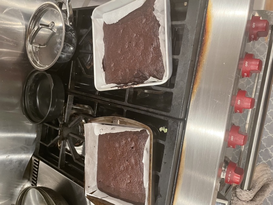 A pan of brownies
