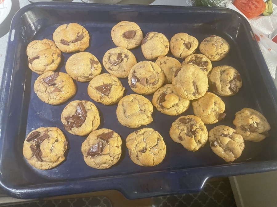 A tray of chocolate chip cookies for Cookie Club