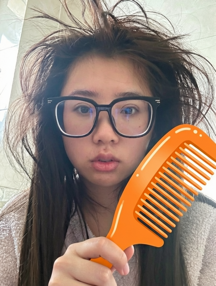 Edited photo of messy hair